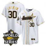 Men's Houston Astros #30 Kyle Tucker World Series Stitched White Gold Special Cool Base Jersey