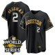 Men's Houston Astros #2 Alex Bregman Black Gold Stitched World Series Cool Base Limited Jersey