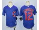 youth mlb chicago cubs #12 kyle schwarber blue majestic cool base jerseys