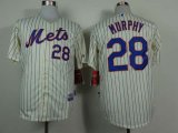 mlb new york mets #28 murphy cream jerseys [blue strip]