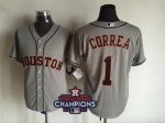 Men mlb houston astros #1 Carlos Correa majestic Grey 2017 World Series Champions cool base jerseys