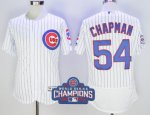 Men's MLB Chicago Cubs #54 Aroldis Chapman Majestic Alternate White Flex Base Authentic Collection 2016 World Series Champions Jersey
