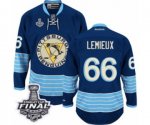 Men's Reebok Pittsburgh Penguins #66 Mario Lemieux Authentic Navy Blue Third Vintage 2017 Stanley Cup Final NHL Jersey
