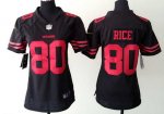 women nike san francisco 49ers #80 rice black oranger number jer