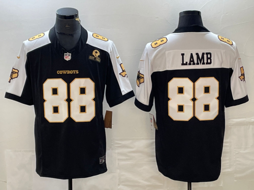 Men\'s Dallas Cowboys #88 CeeDee Lamb Blue Gold Thanksgiving FUSE Vapor Limited Stitched Jersey