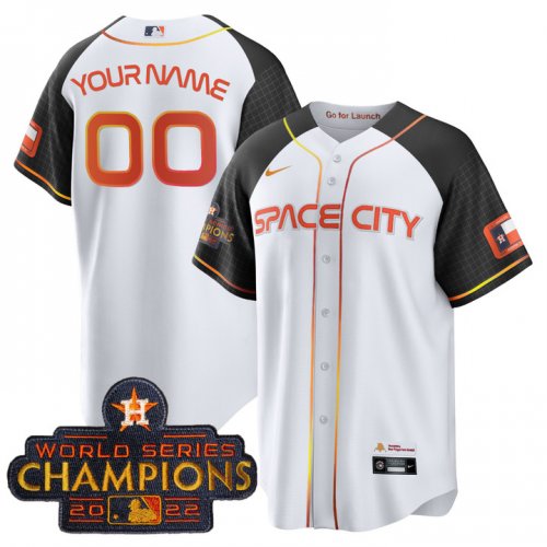 Houston Astros 2022 Champions White Orange Cool Base Stitched Custom Jerseys