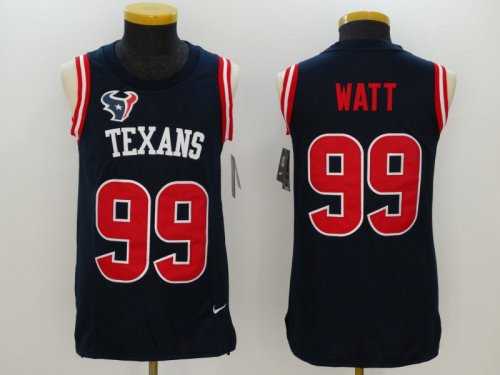 Men\'s NFL Houston Texans #99 J.J. Watt Nike Blue Player Name & Number Tank Top Limited Jersey