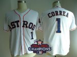 Men Houston Astros #1 Carlos Correa White 2017 World Series Champions Patch MLB Jersey