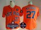 Men Houston Astros #27 Jose Altuve Orange 2017 World Series Champions And Houston Astros Strong Patch MLB Jersey