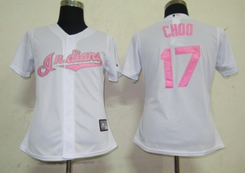 women Baseball Jerseys cleveland indians #17 choo white[pink num