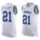Men's Nike Dallas Cowboys #21 Ezekiel Elliott White Player Name & Number Tank Top Limited NFL Jerseys