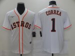 Baseball Houston Astros # 1 Carlos Correa White Cool Base Jersey