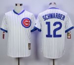 mlb chicago cubs #12 kyle schwarber white cooperstown stitched jerseys [blue strip]