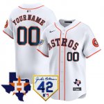 Custom Houston Astros 2024 Robinson And Texas Patch Vapor Premier Limited White Stitched Jersey