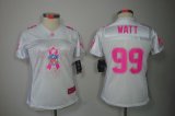 nike women nfl houston texans #99 watt white [breast cancer awar