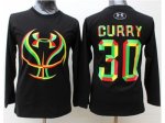 nba golden state warriors #30 stephen curry black candy under armour long sleeve stitched jerseys