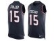 Men's Nike Houston Texans #15 Will Fuller Navy Blue Team Color Stitched NFL Limited Tank Top Jersey