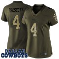 Women's Nike Dallas Cowboys #4 Dak Prescott Green Salute To Service Limited NFL Jerseys