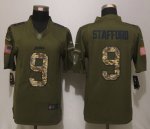 Men's NFL Detroit Lions #9 Matthew Stafford Nike Green Salute To Service Limited Jersey