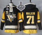 Men NHL Pittsburgh Penguins #71 Evgeni Malkin Black Alternate Sawyer Hooded Sweatshirt 2017 Stanley Cup Final Patch Stitched NHL Jersey