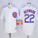 mlb chicago cubs #22 jason heyward white home cool base jerseys [blue stripe]