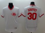 Men's MLB Cincinnati Reds #30 Ken Griffey White Flexbase Authentic Collection Cooperstown Jersey
