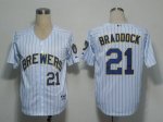 Baseball Jerseys milwaukee brewers #21 braddock white[blue strip