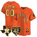 Custom Houston Astros 2024 Robinson And Texas Patch Vapor Premier Limited Orange Stitched Jersey