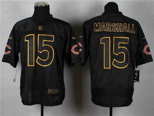 nike nfl chicago bears #15 brandon marshall black [Elite gold le