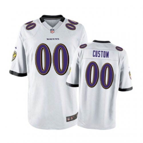 Baltimore Ravens #00 Custom White Nike Game Jersey - Men\'s