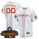 Custom Stitched Houston Astros White Red 2023 Space City Champions Jersey