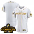 Custom Stitched Houston Astros White Gold 2023 Space City Authentic Champions Jersey Blank