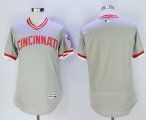 Men's MLB Cincinnati Reds Blank Grey Flexbase Authentic Collection Cooperstown Jersey