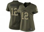 women nike nfl green bay packers #12 aaron rodgers army green salute to service jerseys