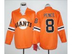 men's san francisco giants #8 hunter pence orange long sleeve stitched baseball jerseys