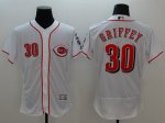 Men's MLB Cincinnati Reds #30 Ken Griffey White Flexbase Authentic Collection Jersey