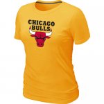 women nba chicago bulls big & tall primary logo Yellow T-shirt