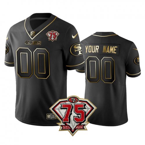 2019 San Francisco 49ers Custom Black Golden Edition Vapor Untouchable Limited 75th Anniversary Jerseys