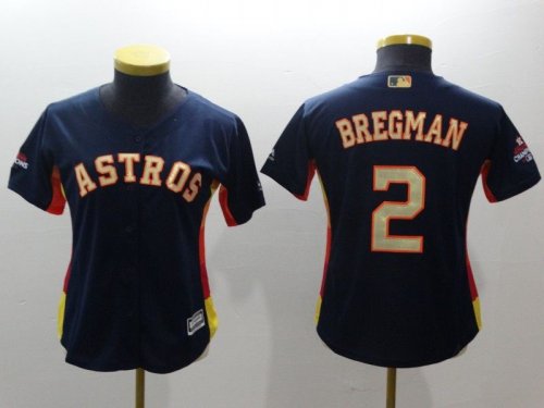 Women\'s Baseball Houston Astros #2 Alex Bregman Navy 2018 Gold Program Cool Base Stitched Jerseys
