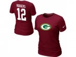 Women Nike Green Bay Packers #12 Aaron Rodgers Name & Number T-S