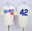 mlb los angeles dodgers #42 jackie robinson cream throwback jerseys [mitchell and ness]