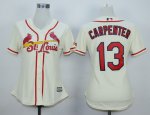 women mlb st. louis cardinals #13 matt carpenter cream majestic cool base jerseys