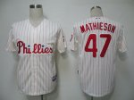 MLB Jerseys Philadephia Phillies 47 Mathieson Cream(red strip) C