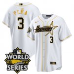 Men's Houston Astros #3 Jeremy Pena World Series Stitched White Gold Special Cool Base Jersey