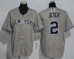 Youth MLB New York Yankees #2 Derek Jeter Majestic Grey Cool Base Jerseys