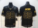 Men Oakland Raiders #28 Josh Jacobs Olive Gold 2020 Salute To Service Limited Jersey
