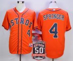mlb houston astros #4 george springer orange cool base 50th anniversary patch jerseys