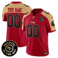 Custom Football San Francisco 49ers Gold Red Black Number With SF Logo Jersey