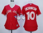 women mlb toronto blue jays #10 edwin encarnacion red majestic cool base jerseys