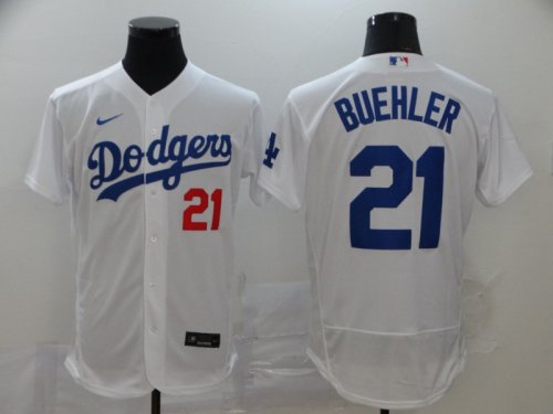 Men\'s Los Angeles Dodgers #21 Walker Buehler White 2020 Stitched Baseball Jersey
